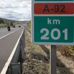 Punto kilométrico de la A-92 donde tuvo lugar el atropello