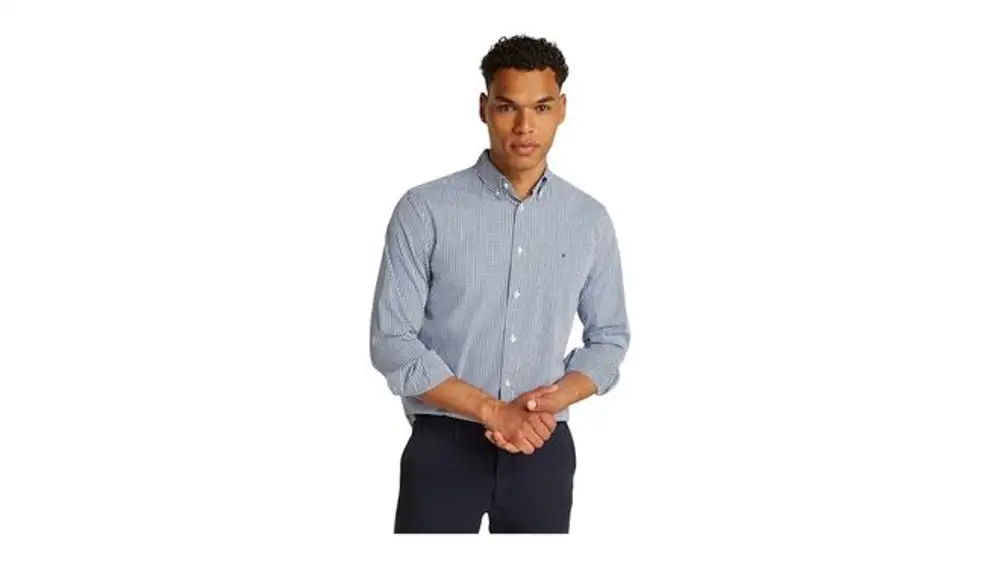 Tommy Hilfiger Camisa Flex Poplin Gingham Regular Fit