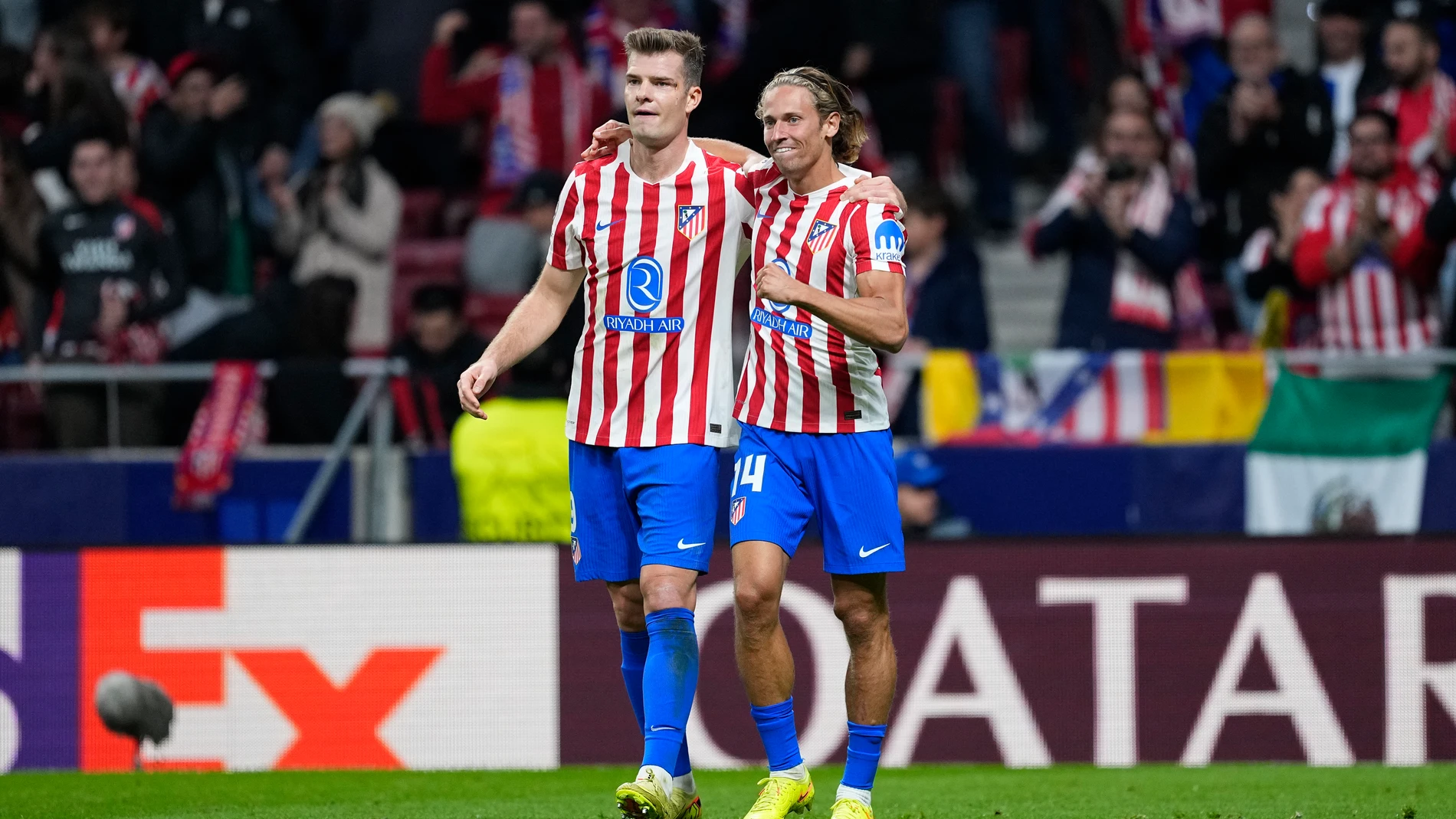 Marcos Llorente of Atletico de Madrid celebrates a goal during the UEFA Champions League 2025/26 League Phase MD4 match between Atletico de Madrid and R. Union Saint-Gilloise at Estadio Metropolitano on November 04, 2025 in Madrid, Spain. AFP7 04/11/2025 ONLY FOR USE IN SPAIN