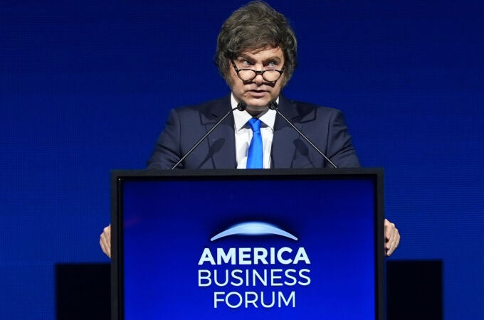 Milei, en su comparecencia en el American Business Forum Milei, en su comparecencia en el American Business Forum
