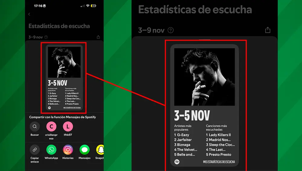 La tarjeta de escuchas