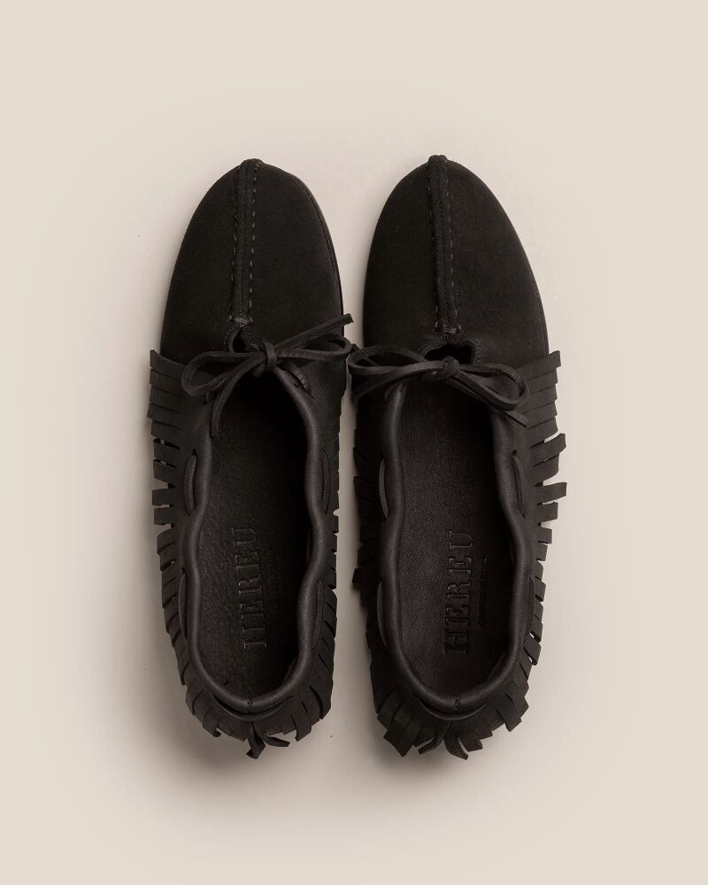 Tilla fringes deconstructed suede babouche.