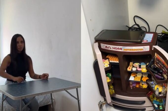 Una familia de tres inmigrantes vive en una habitación y con una mesa plegable: "Criminal lo que esta pasando en España" Una familia de tres inmigrantes vive en una habitación y con una mesa plegable: "Criminal lo que esta pasando en España"