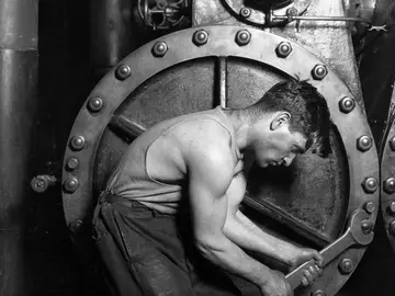 Power House Mechanic Working On a Steam Pump 1920 By Lewis W. Hine Power House Mechanic Working On a Steam Pump 1920 By Lewis W. Hine