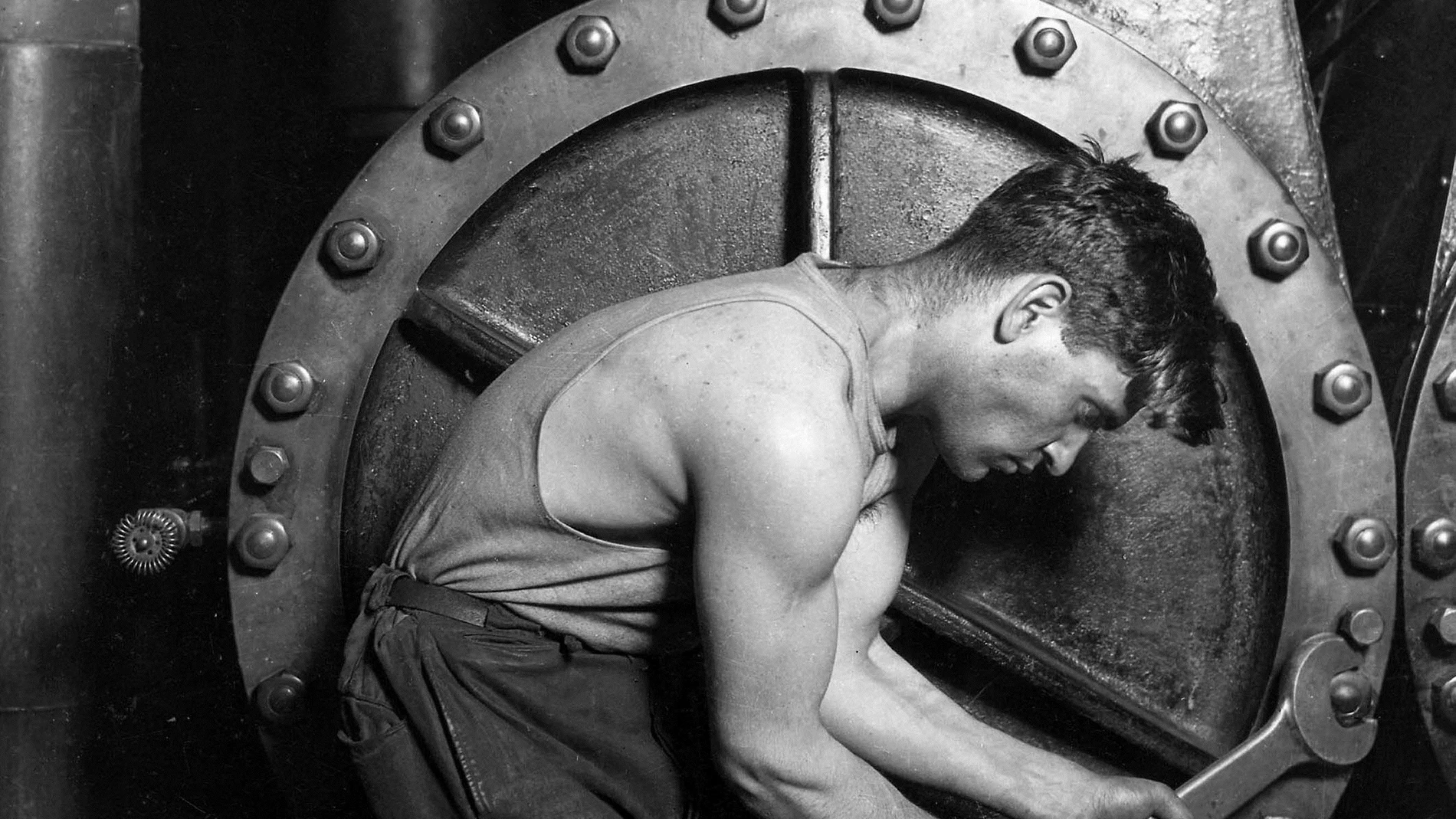 Power House Mechanic Working On a Steam Pump 1920 By Lewis W. Hine