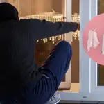 Imagen de un ladrón entrando a una casa junto a una ropa interior