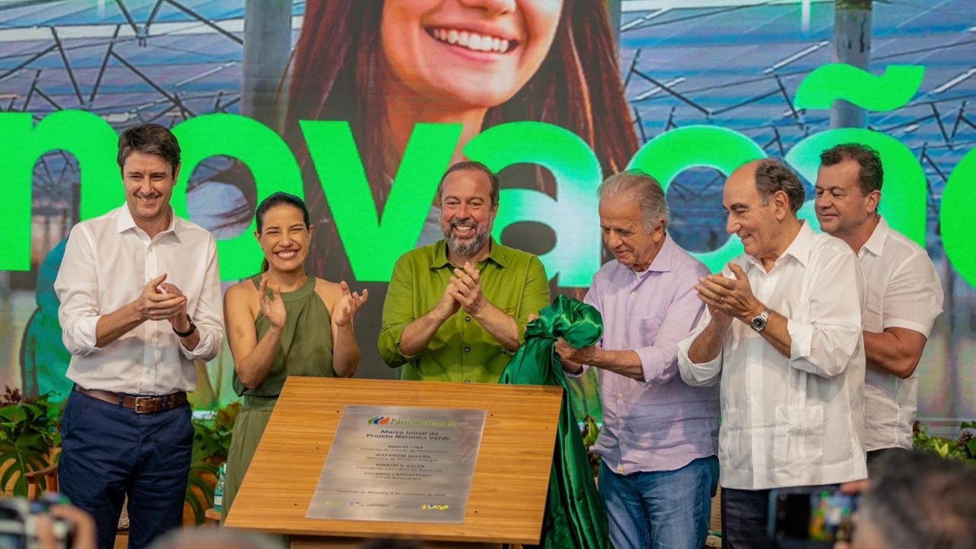 Galán, durante la presentación del proyecto con las autoridades brasileñas