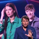 Ion Aramendi, con los cuatro primeros nominados de 'Gran Hermano 20' en la pantalla de detrás