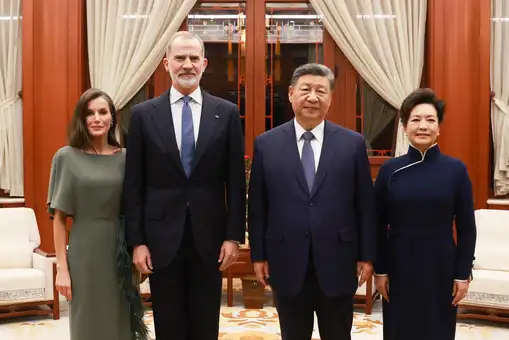 La Reina Letizia recupera su vestido verde salvia con plumas para su primera cena en Pekín con el presidente de China La Reina Letizia recupera su vestido verde salvia con plumas para su primera cena en Pekín con el presidente de China