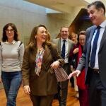 La consejera Mar&iacute;a Gonz&aacute;lez Corral antes de comparecer en las Cortes regionales para explicar el presupuesto de su departamento