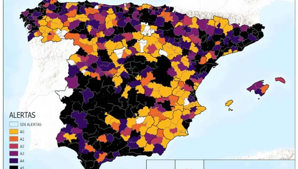 Mapa de brotes registrados de gripe Aviar del 13 de enero hasta el 19 de enero de 2025.