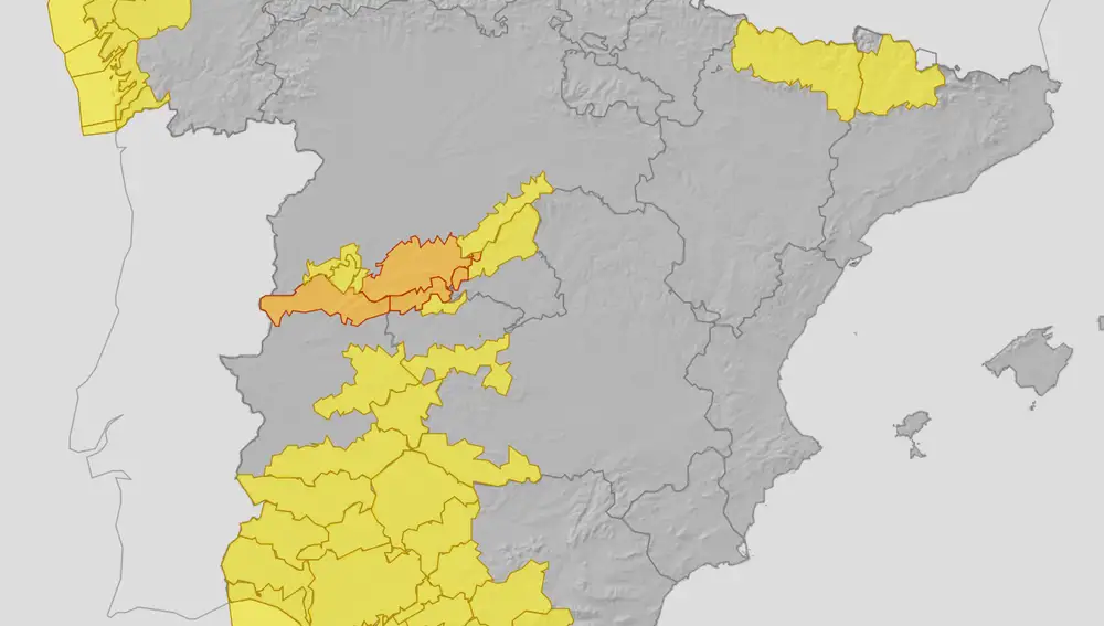 Mapa de avisos para mañana sábado 15 de noviembre