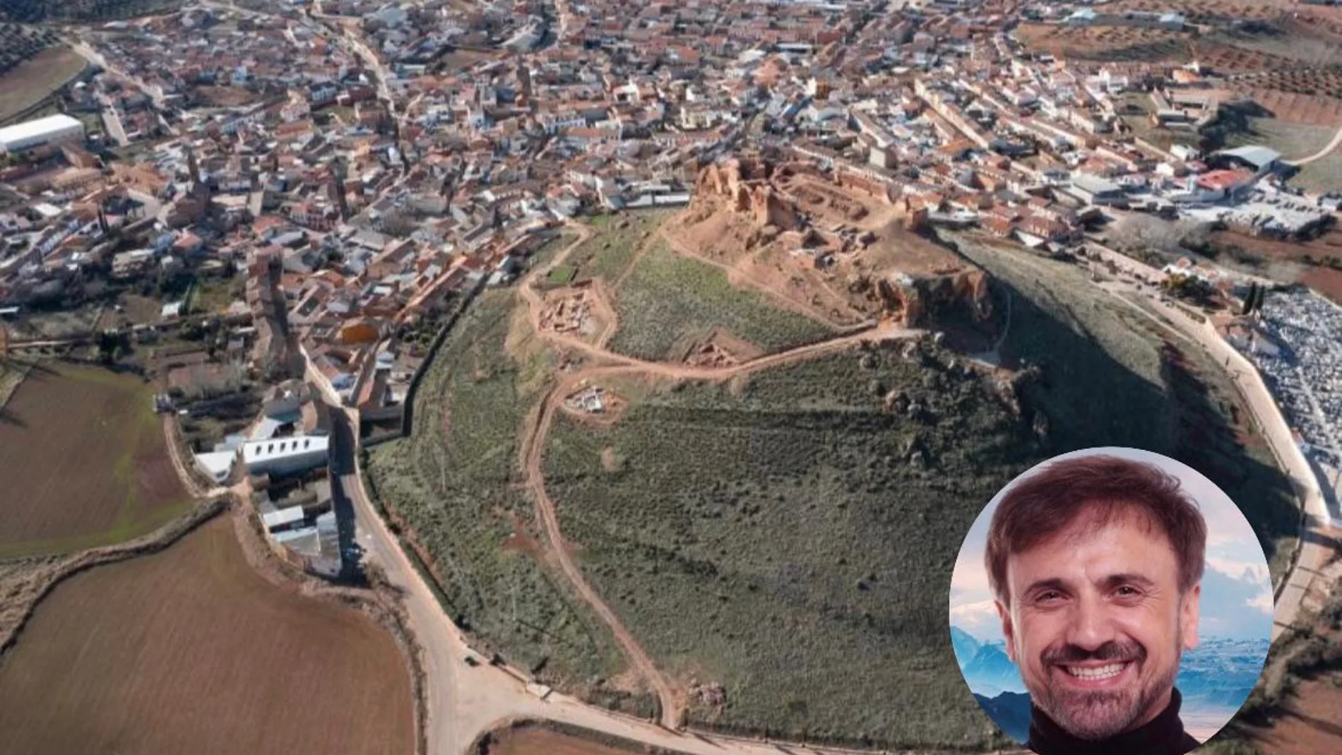 Montaje de Montiel (Ciudad Real) y una imagen de José Mota