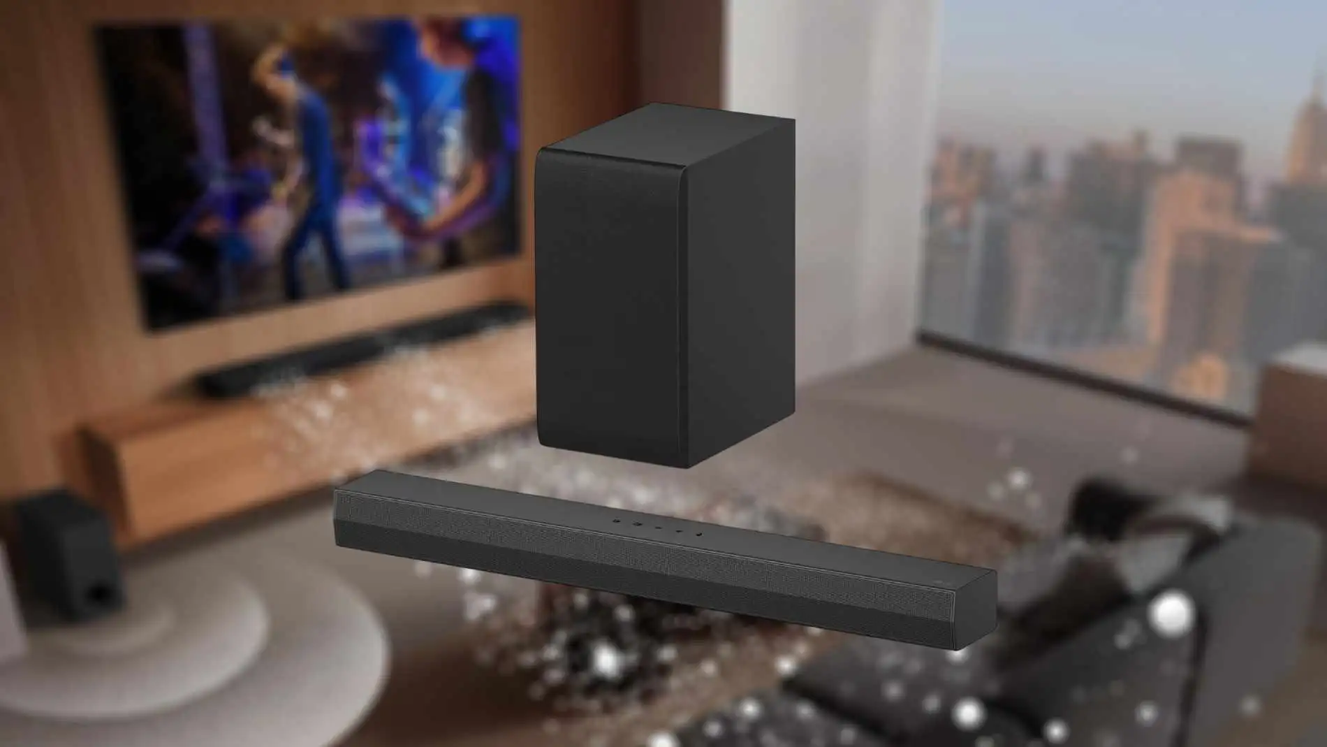 Junto a la barra de sonido LG S40T viene un subwoofer