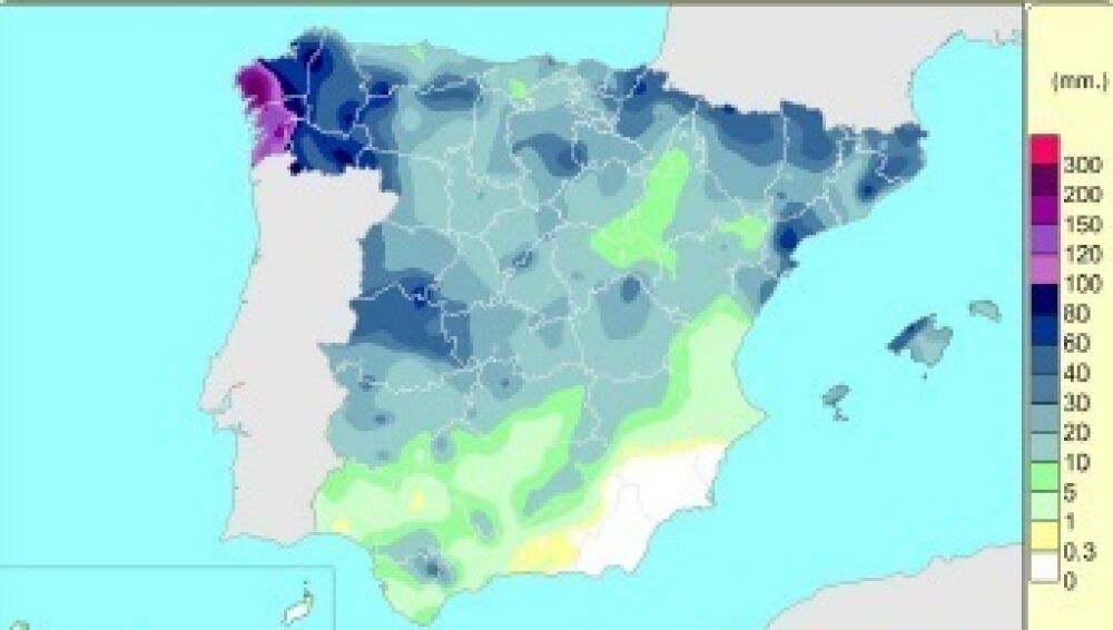 España registra 73 l/m2 de lluvias acumuladas desde octubre, un 30% menos de lo normal