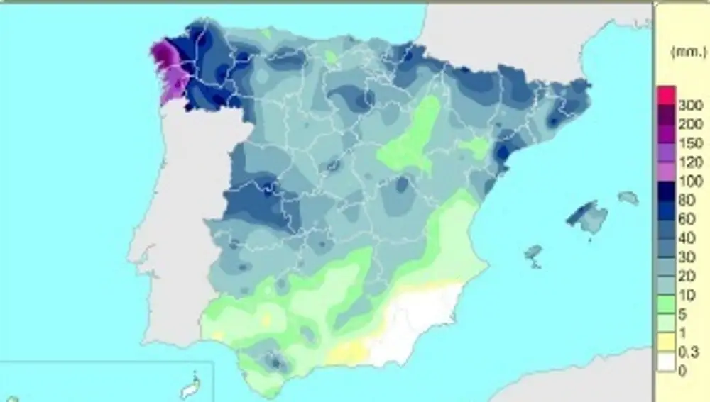 España registra 73 l/m2 de lluvias acumuladas desde octubre, un 30% menos de lo normal