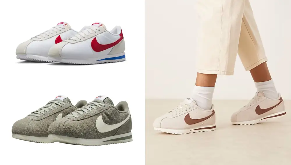 Además de las blancas y rojas, hay muchos más colores de Nike Cortez. Las verdes de ante y las beige con marrón son dos combinaciones estrella de esta temporada.