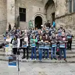 Concentración de los sindicatos educativos, previa a la manifestación de este sábado, contra la precariedad del sector,