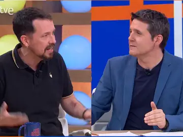 Jesus Cintora y Pablo Iglesias durante su discusión por Telemadrid Jesus Cintora y Pablo Iglesias durante su discusión por Telemadrid