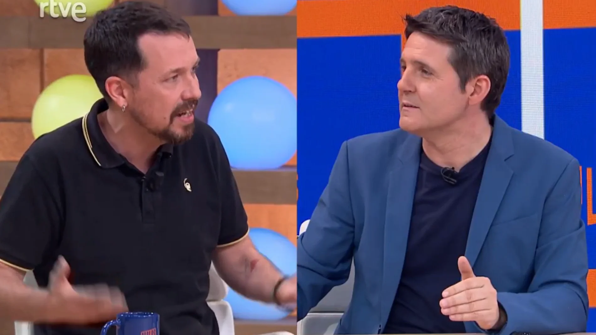 Jesus Cintora y Pablo Iglesias durante su discusión por Telemadrid