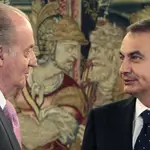 Don Juan Carlos y José Luis Rodríguez Zapatero, en el salón de audiencias del Palacio de la Zarzuela