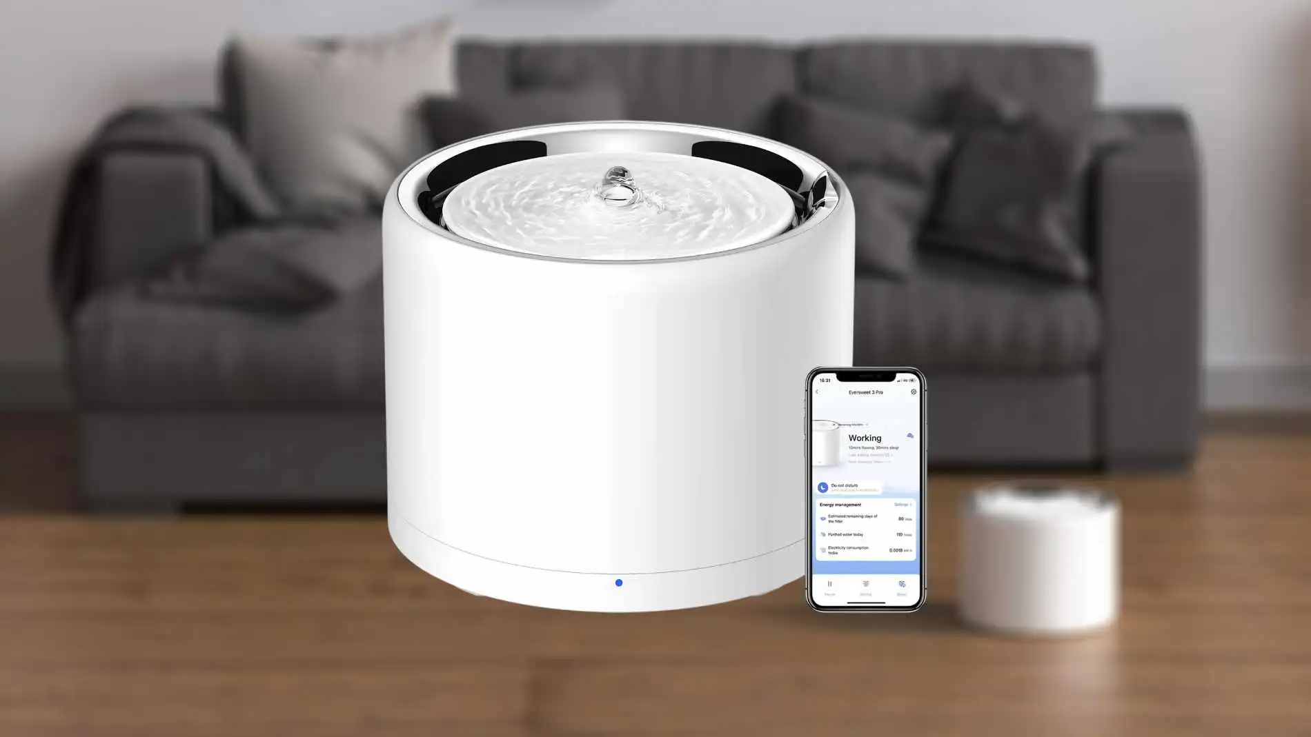 El bebedero PETKIT EVERSWEET 3 PRO tiene una capacidad de 1,8 litros