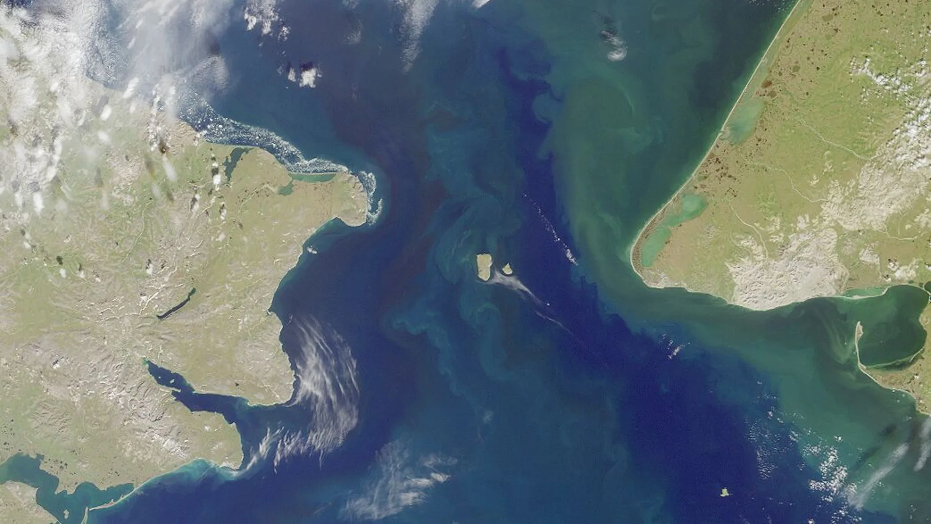 Imagen satelital de las Islas Diómedes