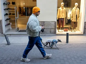 Frío y pocas nubes este miércoles en la Comunidad de Madrid MADRID, 19/11/2025.- Una persona y su perro pasean abrigados por el centro de Madrid, este miércoles. Continúa el frío en Madrid con temperaturas mínimas en los 0 grados y heladas débiles en el extremo oriental y en la Sierra, donde podrán ser moderadas en zonas altas, según la predicción de la Agencia Estatal de Meteorología (Aemet). EFE/ Mariscal