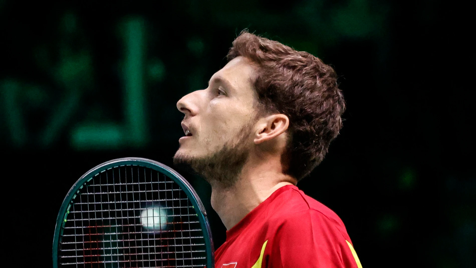 BOLOGNA (Italy), 20/11/2025.- Spanish tennis player Pablo Carreno Busta reacts during his singles tennis match against Czechia's Jakub Mensik at the Davis Cup 2025 Final 8 at Fiere Exhibition Centre in Bologna, Italy, 20 November 2025. (Tenis, Italia) EFE/EPA/ELISABETTA BARACCHI