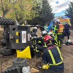 Un trabajador sufre múltiples fracturas en un pie tras quedar atrapado por un dumper en una obra en Leganés