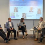 Francisco Cabezas, Mariano Zapata, Alicia Martí, Lucas Jiménez y Javier Celdrán durante el foro: "Los trasvases, presente y futuro de una infraestructura hídrica" organizado por LA RAZÓN