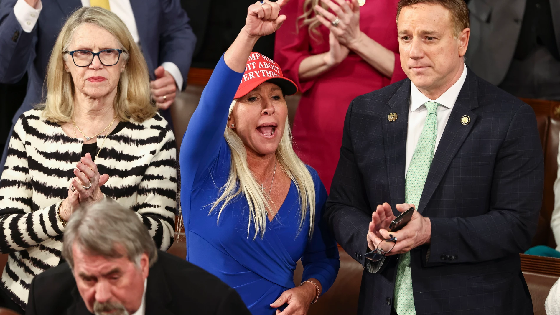 Washington (United States), 22/11/2025.- (FILE) - Republican Congressman Marjorie Taylor Greene of Georgia heckles Democrats during President Donald Trump's address to a joint session of the United States Congress in the House Chamber of the US Capitol in Washington, DC, USA, 04 March 2025 (reissued 22 November 2025). On 21 November, Greene announced that she will be resigning from US Congress, and that her last day serving will be on 05 January 2026. (Estados Unidos) EFE/EPA/JIM LO SCALZO