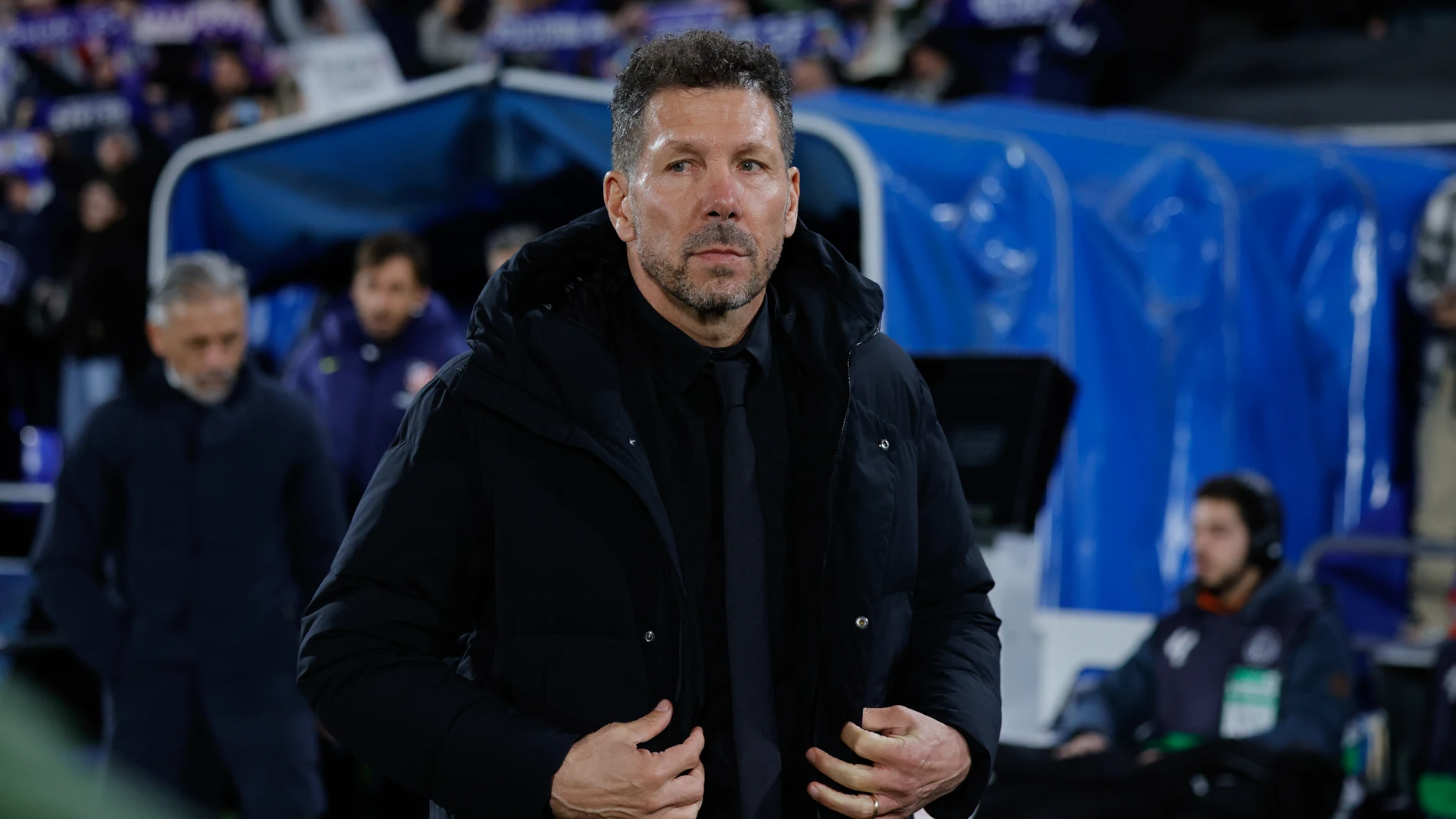 Simeone, en la banda del Coliseum