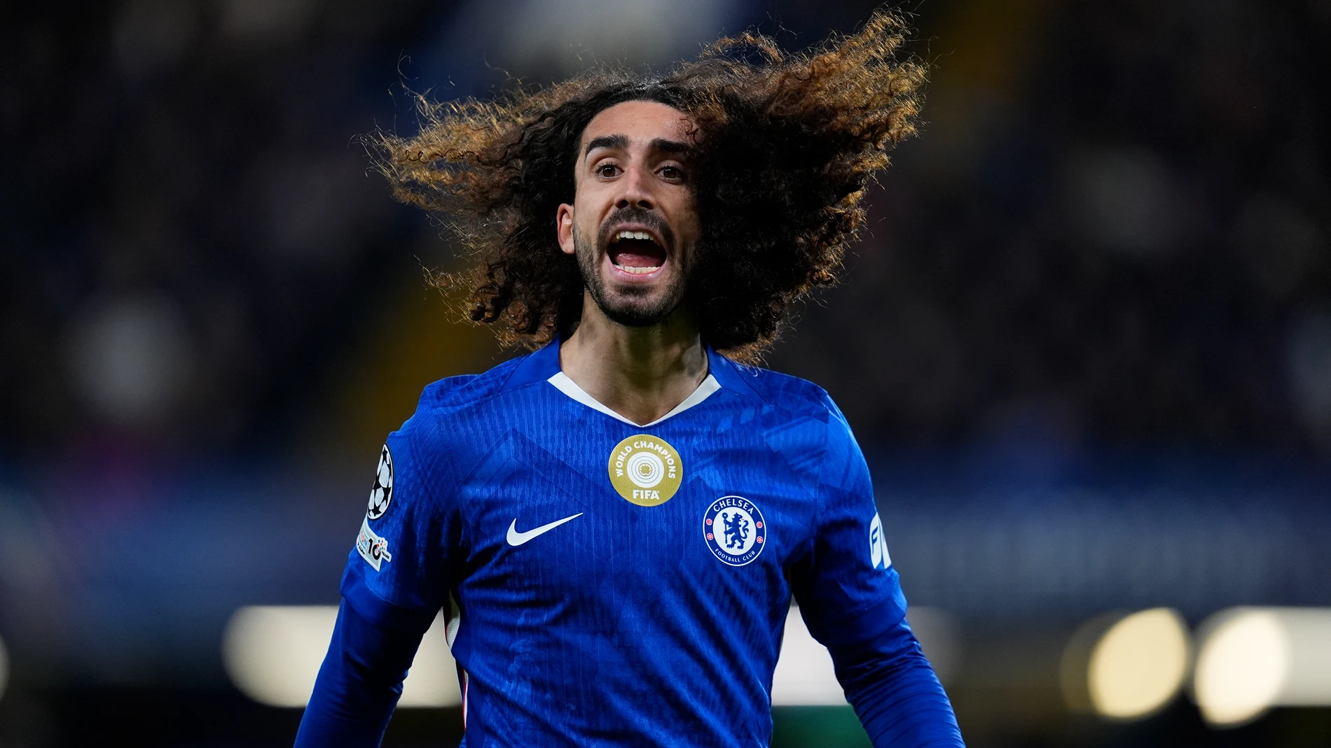 Marc Cucurella of Chelsea FC protests during the UEFA Champions League 2025/26 League Phase MD5 match between Chelsea FC and FC Barcelona at Stamford Bridge on November 25, 2025, in London, England. AFP7 25/11/2025 ONLY FOR USE IN SPAIN