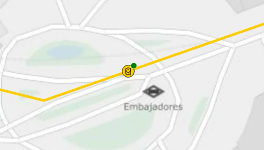 El icono del tren junto a la esfera verde, que indica que apenas va retraso
