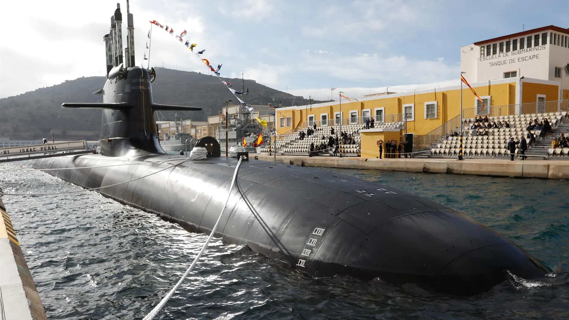 MURCIA.-El submarino 'Isaac Peral' atraca este viernes en Cartagena tras cumplir su primera misión operativa