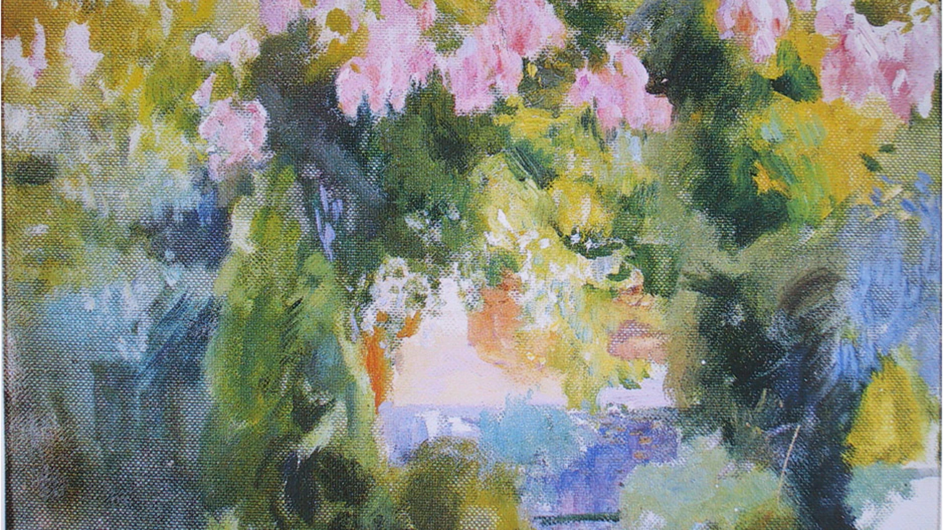 Obra "El Jardín de la Casa Sorolla" de Joaquín Sorolla (1919) que se expone en el Mubag