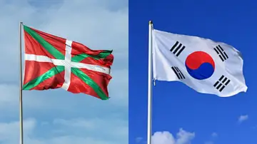 Banderas del País Vasco y Corea del Sur Banderas del País Vasco y Corea del Sur