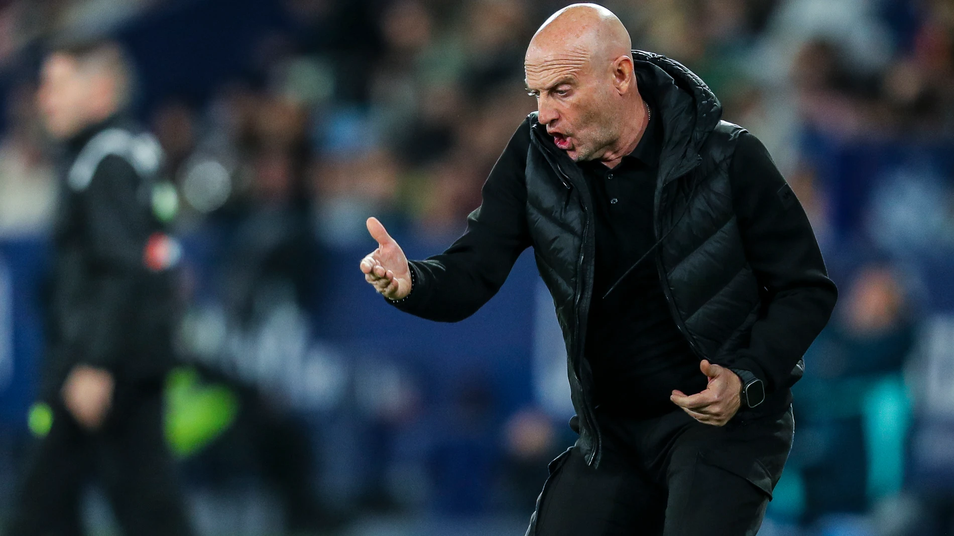 Julian Calero, head coach of Levante UD, gestures during the Spanish league, LaLiga EA Sports, football match played between Levante UD and Athletic Club Bilbao at Ciutat de Valencia stadium on November 29, 2025, in Valencia, Spain. AFP7 29/11/2025 ONLY FOR USE IN SPAIN