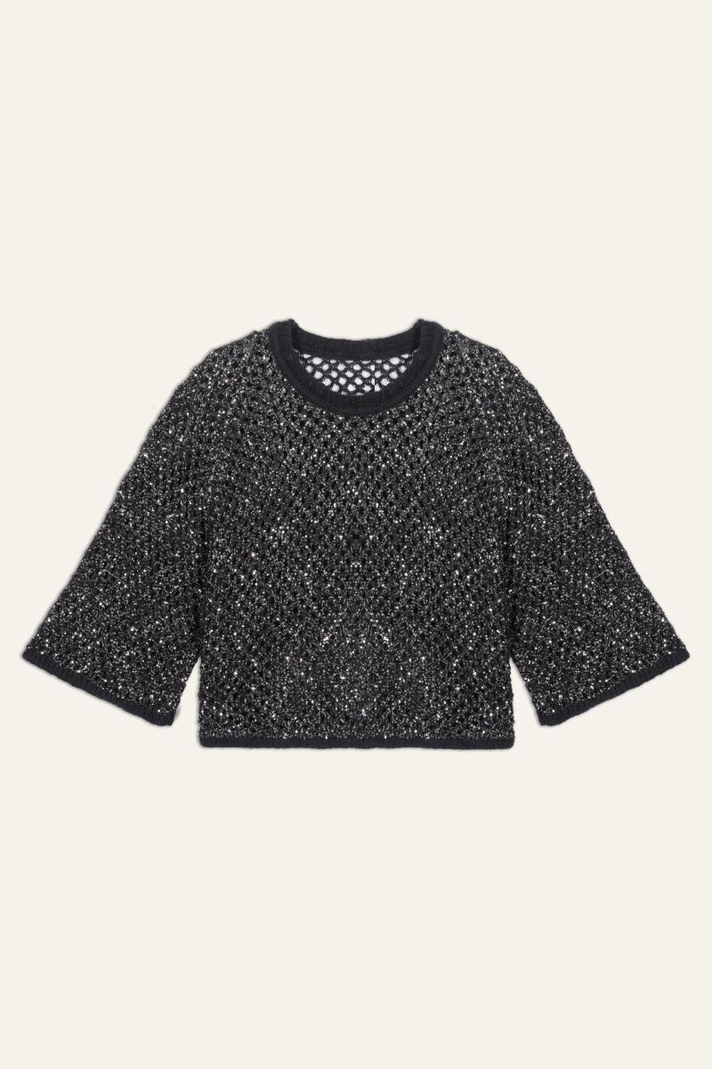 Nate suéter de cuello redondo.