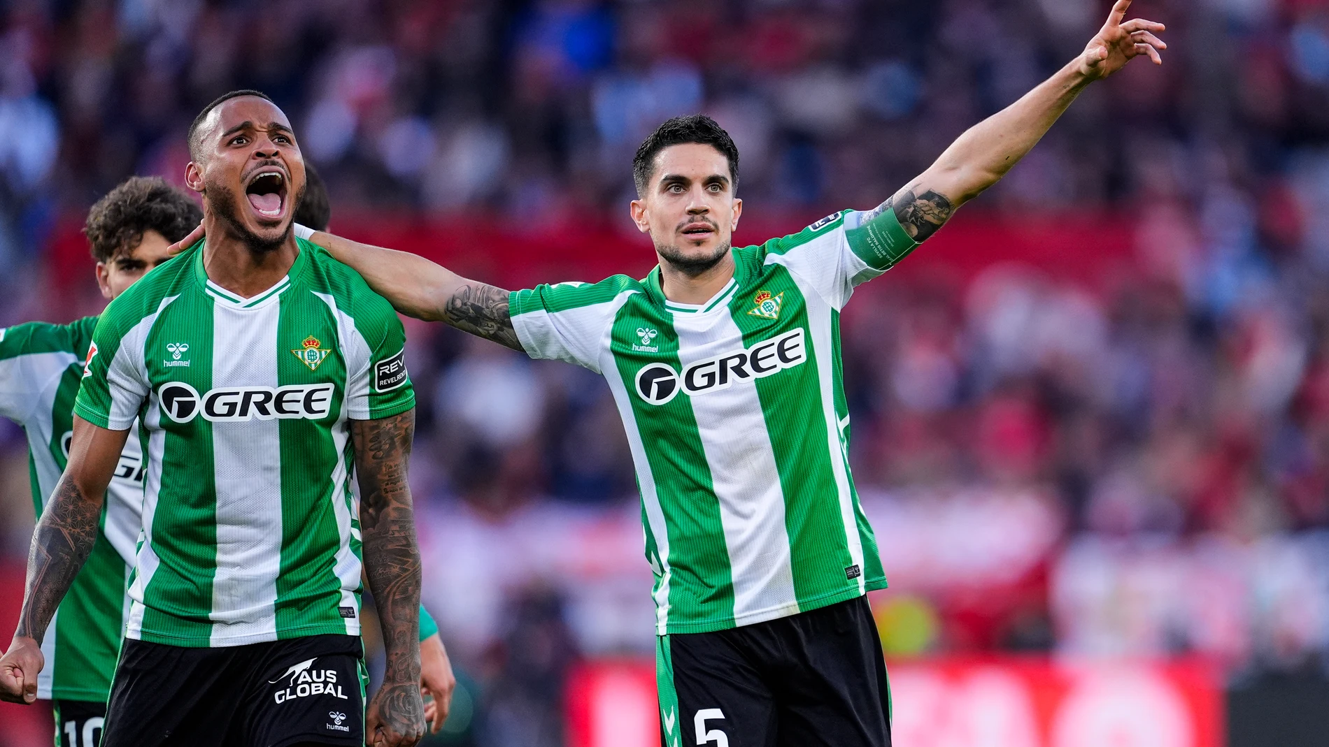 Sergi Altimira of Real Betis celebrates a goal during the Spanish league, LaLiga EA Sports, football match played between Sevilla FC and Real Betis at Ramon Sanchez-Pizjuan stadium on November 30, 2025, in Sevilla, Spain. AFP7 30/11/2025 ONLY FOR USE IN SPAIN