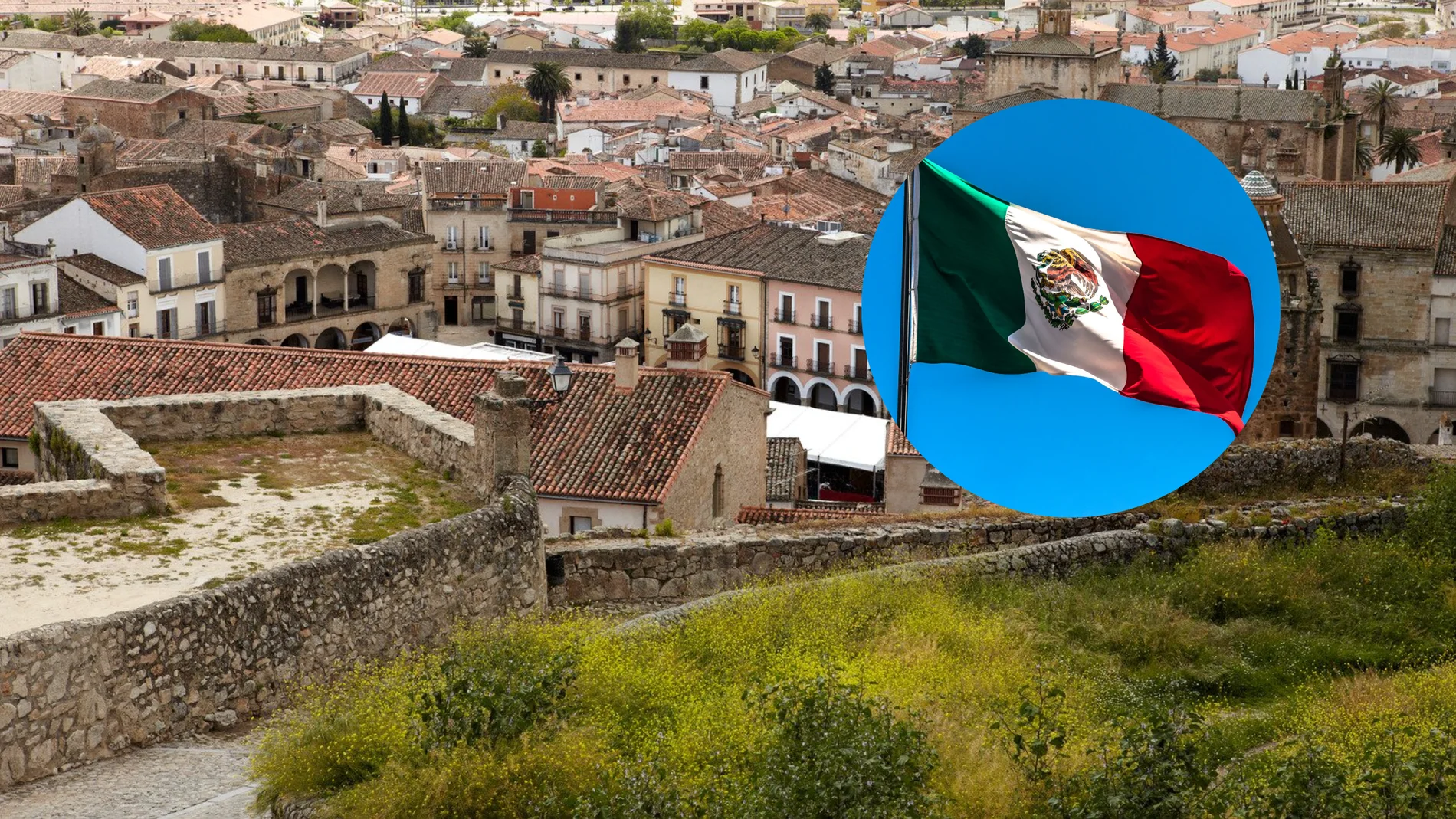 Imagen de archivo sobre Extremadura junto a la bandera de México