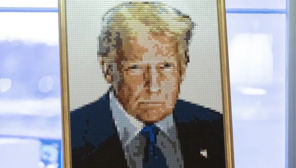 Mosaico de Donald Trump hecho con piezas de Lego para decorar la Casa Blanca por Navidad