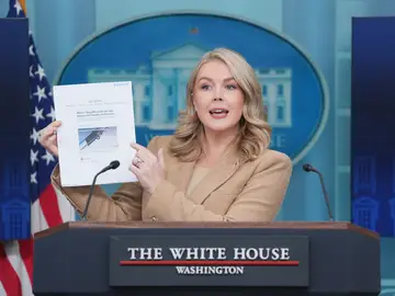 Trump White House press secretary Karoline Leavitt speaks during a press briefing at the White House, Monday, Dec. 1, 2025, in Washington. (AP Photo/Evan Vucci)