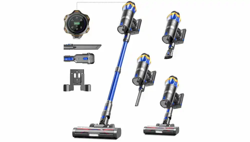 Esta aspiradora sin cable incluye varios accesorios