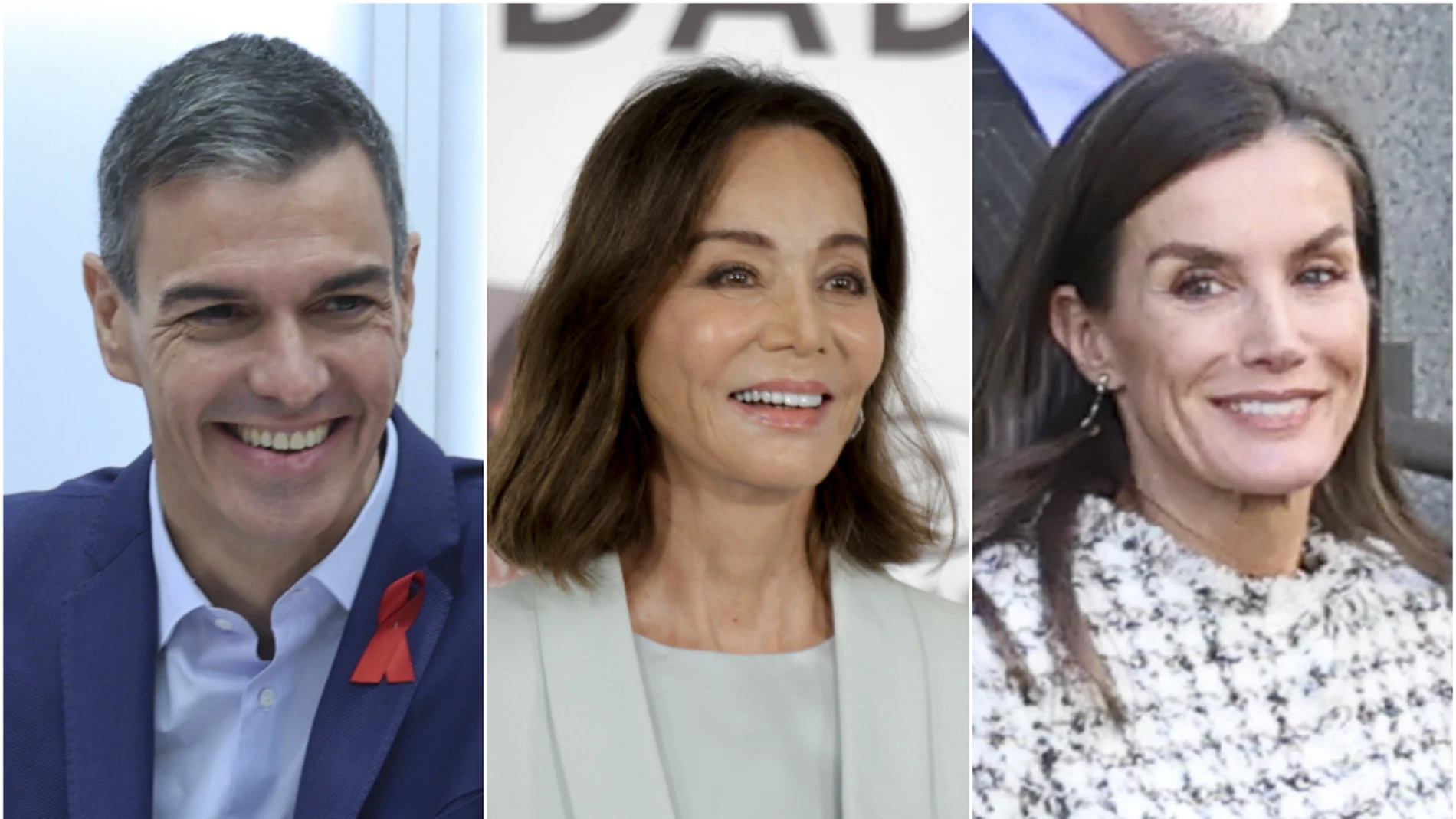 Pedro Sánchez, Isabel Preysler y la Reina Letizia en un montaje