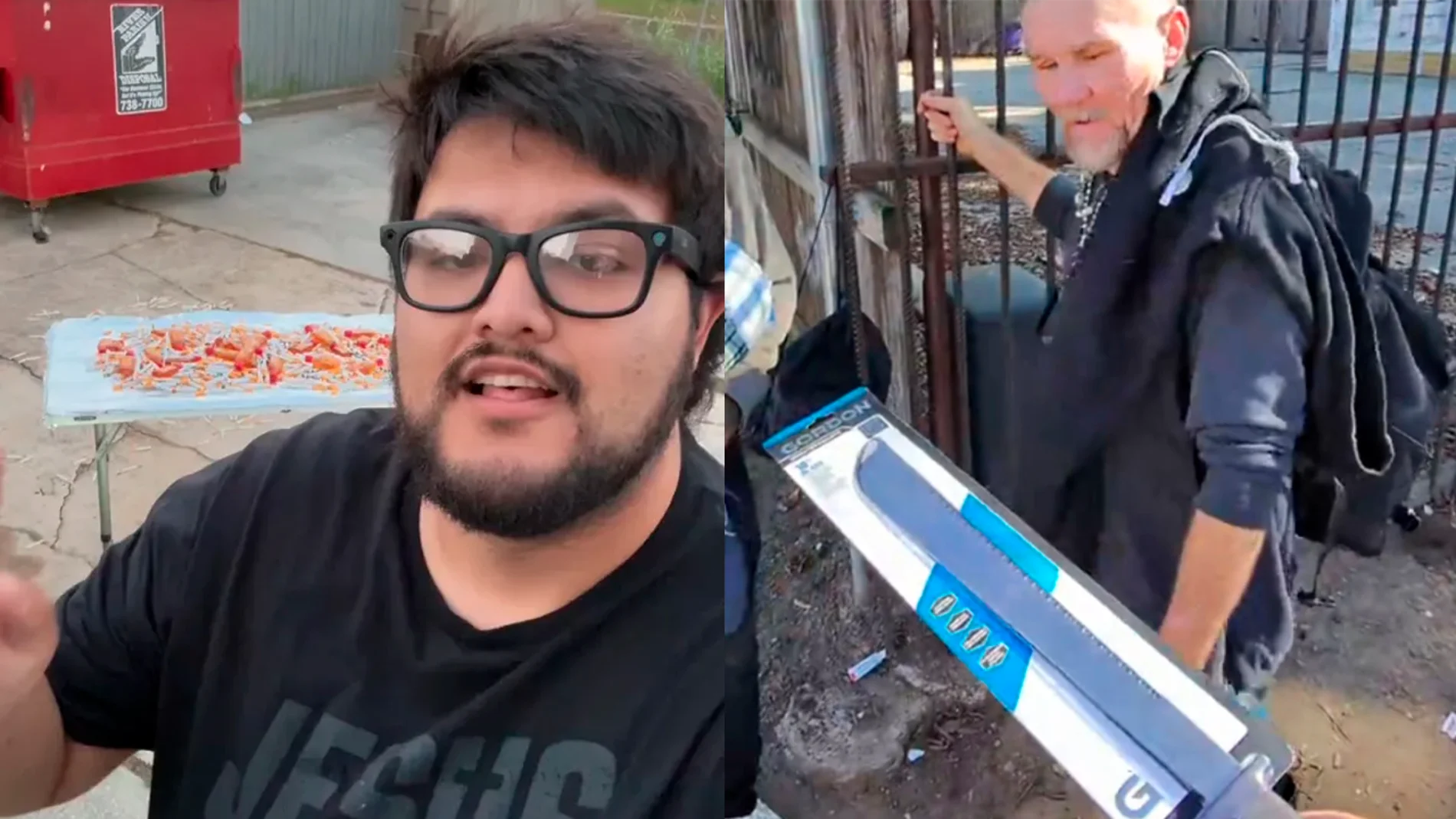 Un tiktoker desata la polémica por regalar machetes y alcohol a los sintecho: “Es bueno para los clics y las visitas”