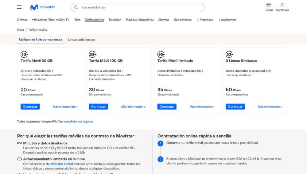 Movistar mejora sus tarifas: ahora tiene más GB en móvil y la fibra es ...