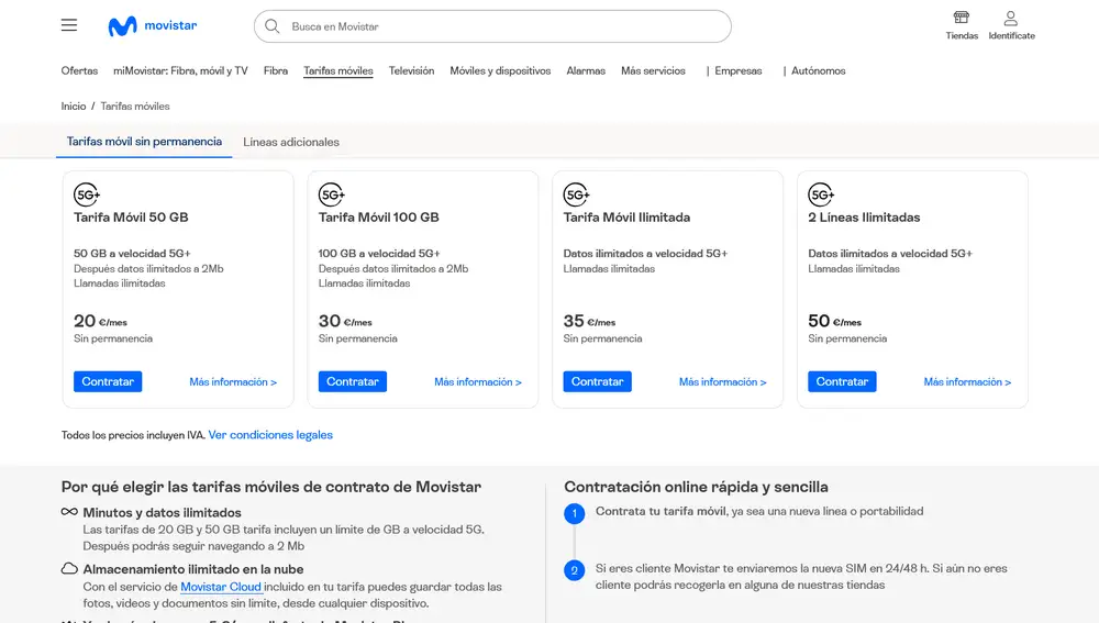Tarifas móviles de Movistar