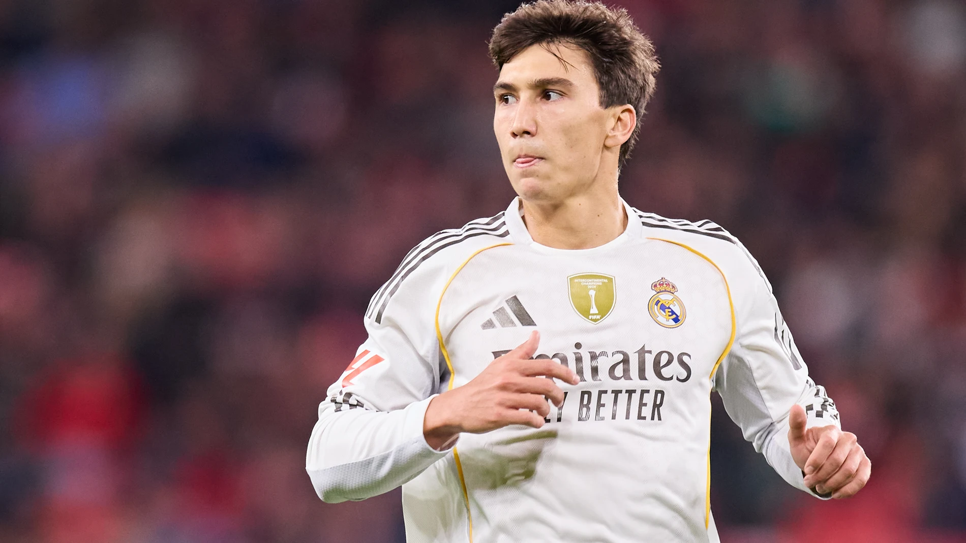 Gonzalo Garcia of Real Madrid CF looks on during the LaLiga EA Sports match between Athletic Club and Real Madrid CF at San Mames on December 3, 2025, in Bilbao, Spain. AFP7 03/12/2025 ONLY FOR USE IN SPAIN